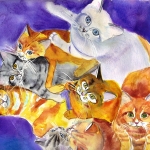 "The extended family", watercolour on paper, 24 x 30