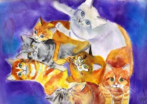 "The extended family", watercolour on paper, 24 x 30