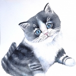 "The Little Kitten", watercolour on paper 24 x 30