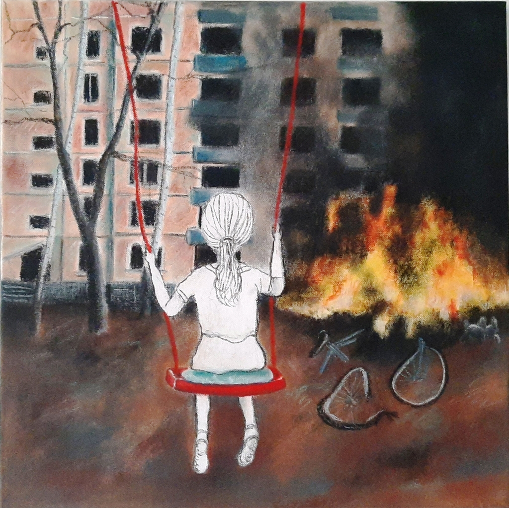 'Ukraine. Phantom of the war.', pastel on canvas, 50 x 50