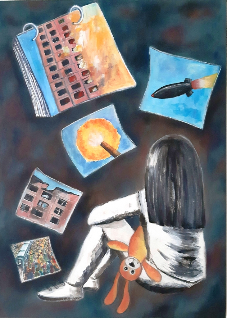 ' Ukraine. Diaries', acrylic  on canvas, 50 x 70