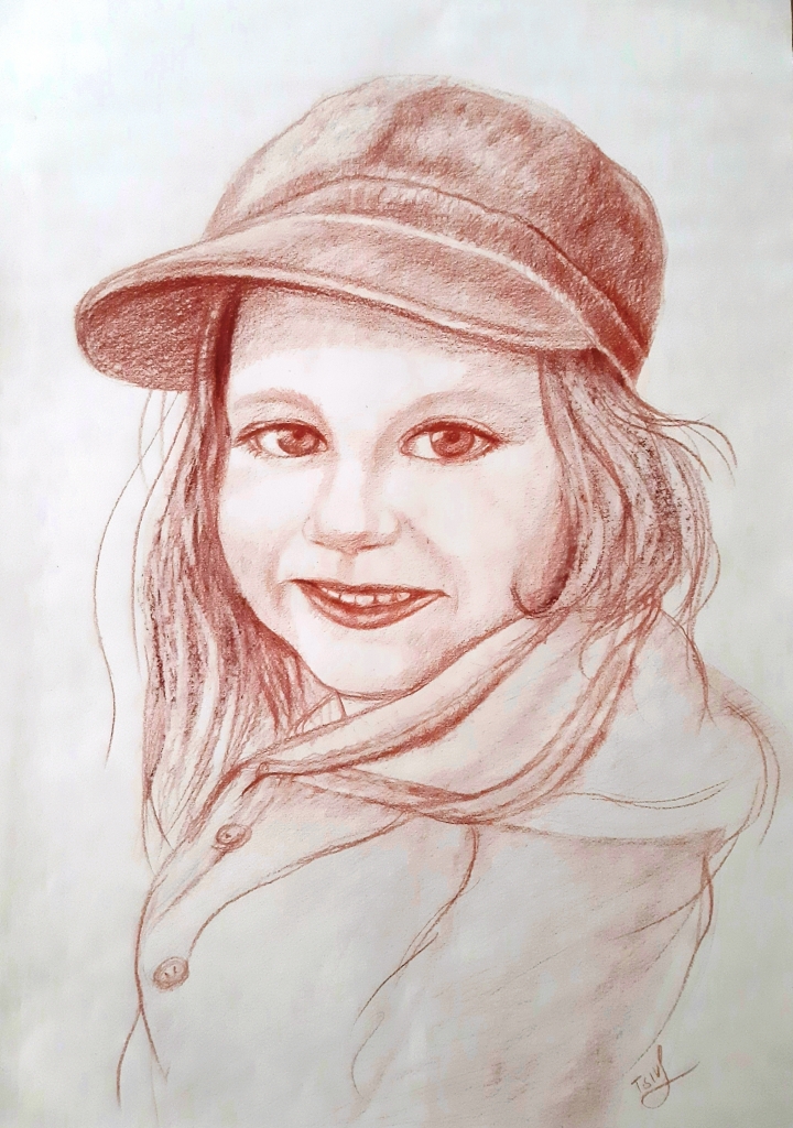 Portrait of a girl, pencil on paper, 30 x 40