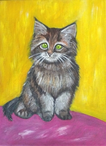 "The little cat", acrylic on canvas,  18 x 24