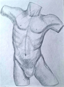 "Naked torso", pencil on paper, 40 x 60