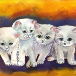 "Four kittens", pastel on paper, 24 x 30