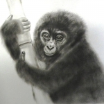 "The Monkey Portrait", oil on paper,  34 x 48