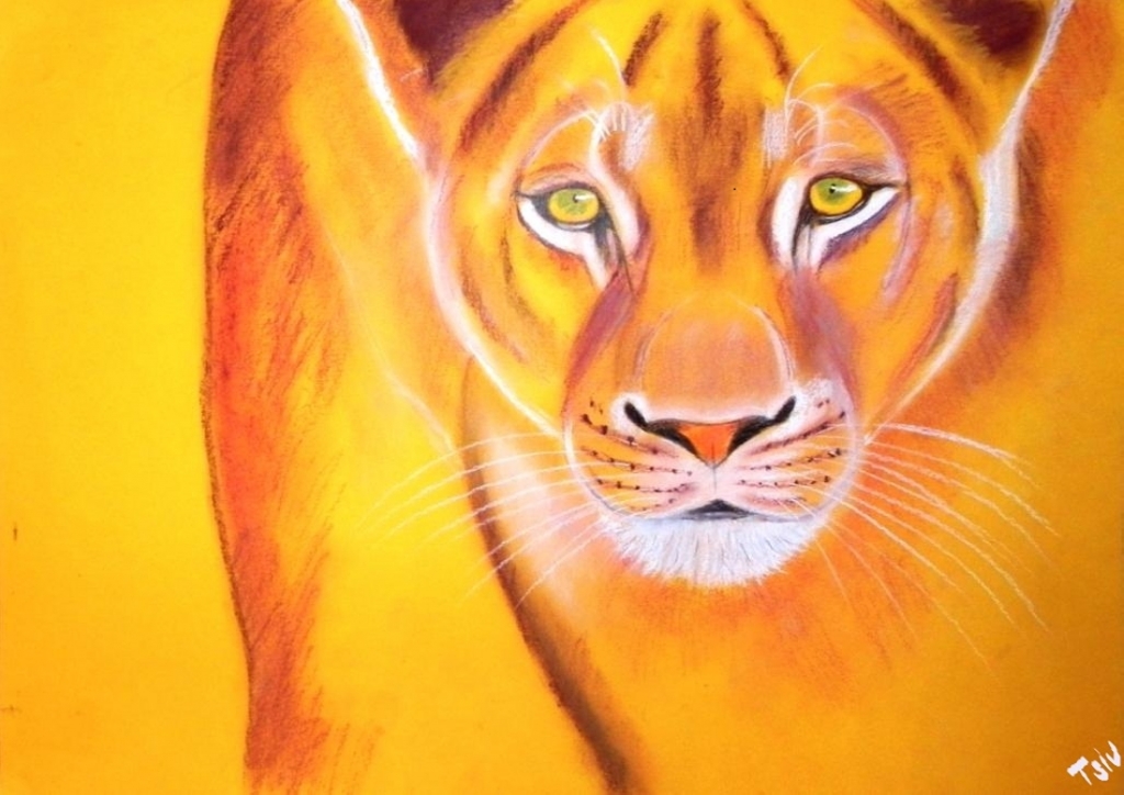'The Lioness', pastel on paper, 34 x 48