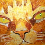 "The Red Cat" pastel on paper,  34 x 48