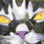 "The Black Cat" pastel on paper , 34 x 48