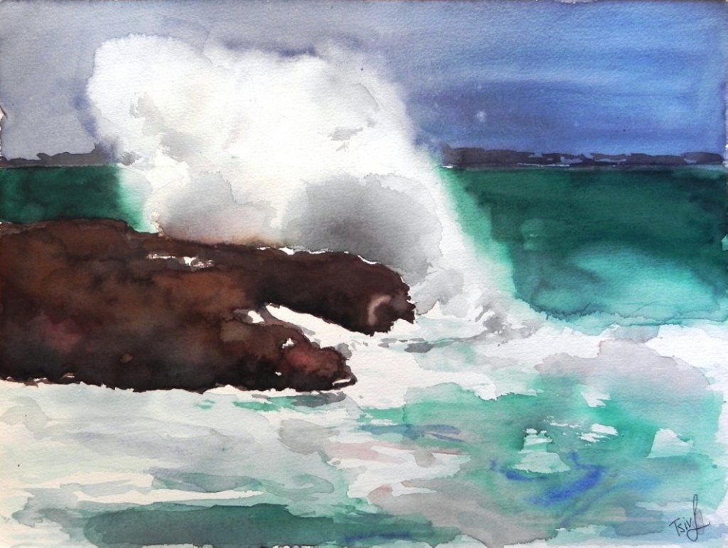 'The wave', watercolour on paper, 30 x 40