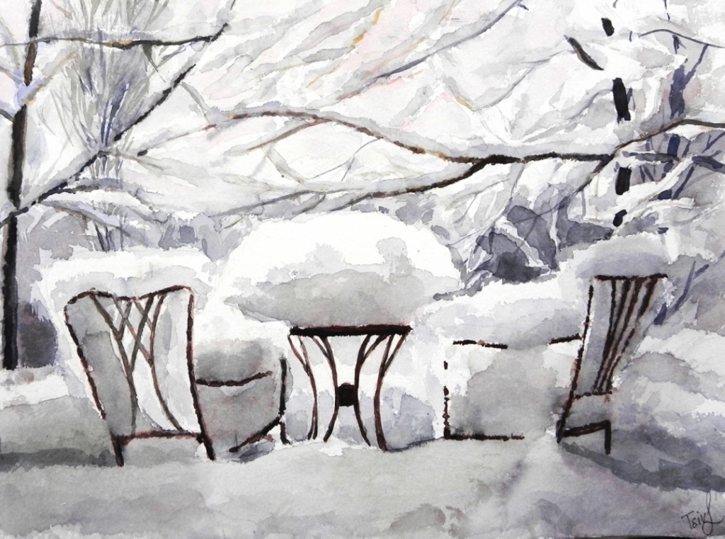 'The winter garden', watercolour on paper, 30 x 40