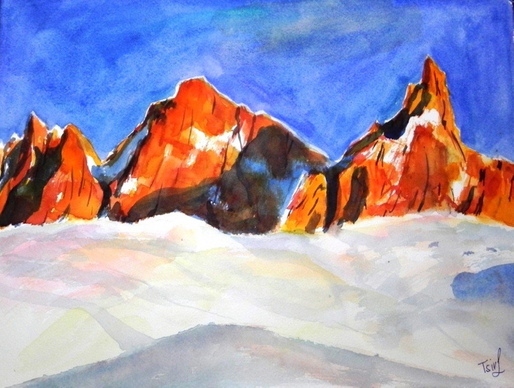 'In the mountains', watercolour on paper,  30 x 40